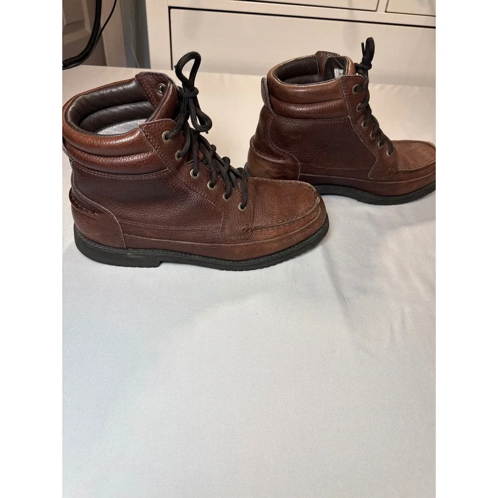 Cabelas Gore-Tex Brown Leather Moc Toe Work Boots Mens 10D Vibram 80040775